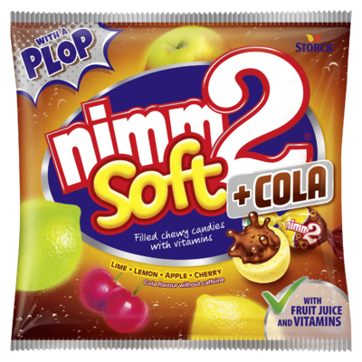 nimm2 soft Fruit + Cola - Žvýkací bonbóny s ovocnou náplní a kolovou příchutí obohacené vitaminy