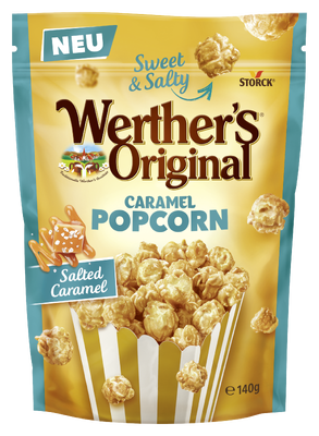 Werther's Original Caramel Popcorn Salted Caramel - Popcorn v polevě (70 %) ze slaného smetanového karamelu / Popcorn v poleve (70 %) zo slaného smotanového karamelu