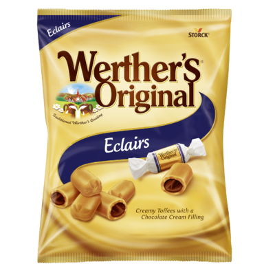 Werther's Original Soft Eclairs 100g - Creamy Toffees with a Chocolate Cream Filling (25%)