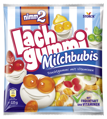 nimm2 Lachgummi Milchbubis - Gommes fruitées, avec des vitamines et du lait écrémé