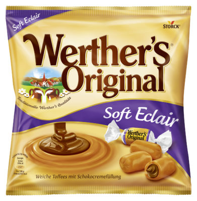 Werther's Original Soft Eclairs - Toffees à la crème fourrés de crème au chocolat (25%)