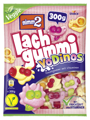 nimm2 Lachgummi YoDinos - Fruchtgummi mit Vitaminen und Magermilchjoghurt