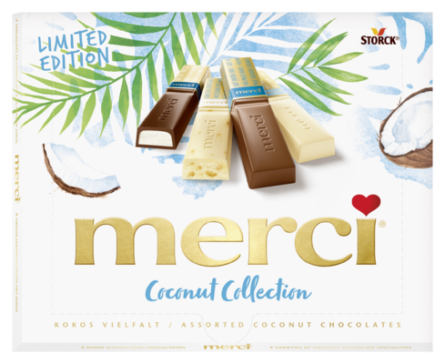 merci Finest Selection Coconut Collection - Gefüllte und nicht gefüllte Schokoladen-Spezialitäten.
