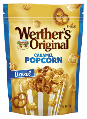 Werther's Original Caramel Popcorn Sea Salt & Pretzel - Popcorn und Laugengebäck (16%) mit Sahne-Karamell-Meersalz-Überzug (71%)