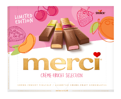 merci Crème-Frucht Vielfalt 250g - Gefüllte Schokoladen-Spezialitäten mit Fruchtgeschmack