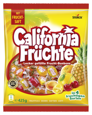 California Früchte - Gefüllte Fruchtbonbons in den Geschmacksrichtungen Ananas, Orange, Kirsche, Grapefruit