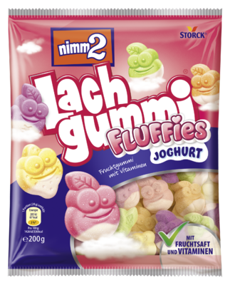 nimm2 Lachgummi Fluffies - Fruchtgummi mit Vitaminen und Magermilchjoghurt