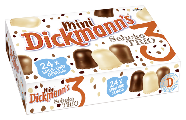 mini Dickmann's 24er Schoko Trio - Schokoladen-Schaumküsse mit jeweils 42% Schokolade, Vollmilchschokolade oder weißer Schokolade
