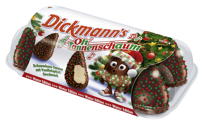 Dickmann's Oh Tannenschaum - Schokoladen-Schaumküsse mit bunten, dragierten Reis Crisps