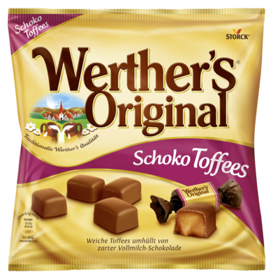 Werther's Original Schoko Toffees - Karamelltoffees mit Vollmilchschokolade (30%) überzogen