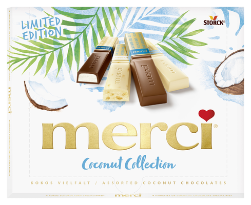 merci Finest Selection Coconut Collection - Töltött és töltetlen csokoládé különlegességek.