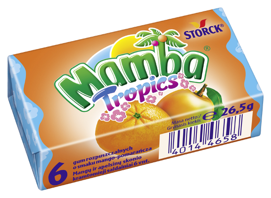 Mamba Tropics mango-pomarańcza 26,5g - Gumy rozpuszczalne o smakach owocowych