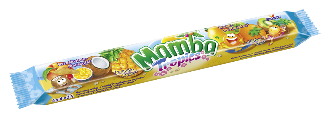 Mamba Tropics pasek 4x26,5g - Gumy rozpuszczalne o smakach owocowych