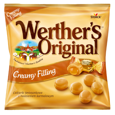 Werther's Original Creamy Filling 80g - Cukierki śmietankowe z kremowym nadzieniem karmelowym (24%)