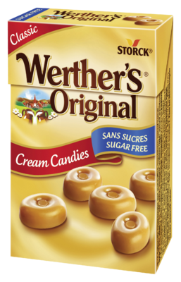 Werther's Original Cukierki Śmietankowe bez cukru 42g - Cukierki śmietankowe. Nie zawierają cukrów, z substancjami słodzącymi