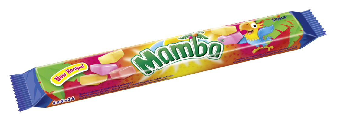 Mamba stick pack - Zmes karameliek s ovocnými arómami a kolovou arómou.
