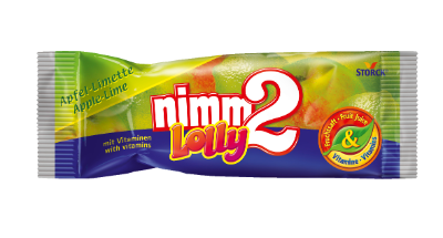 nimm2 Lolly jalbko-limeta - Ovocné lízatko obohatené vitamínmi s jablkovo-limetovou príchuťou.