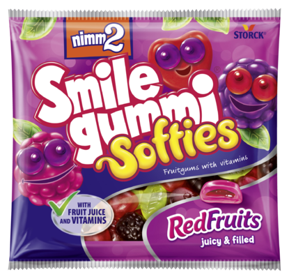 nimm2 Smilegummi Softies Red Fruits - Mehki, polnjeni sadni gumijevi bonboni z vitamini