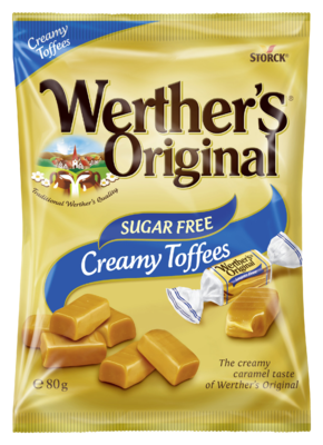 Werther's Original Sugar Free Chewy Caramel - Caramelos blandos de toffee con nata sin azúcar con edulcorantes