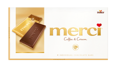merci Tablets Coffee & Cream - Kaffe-gräddchoklad/flødechokolade (55%) och vit choklad/hvid chokolade (45%)